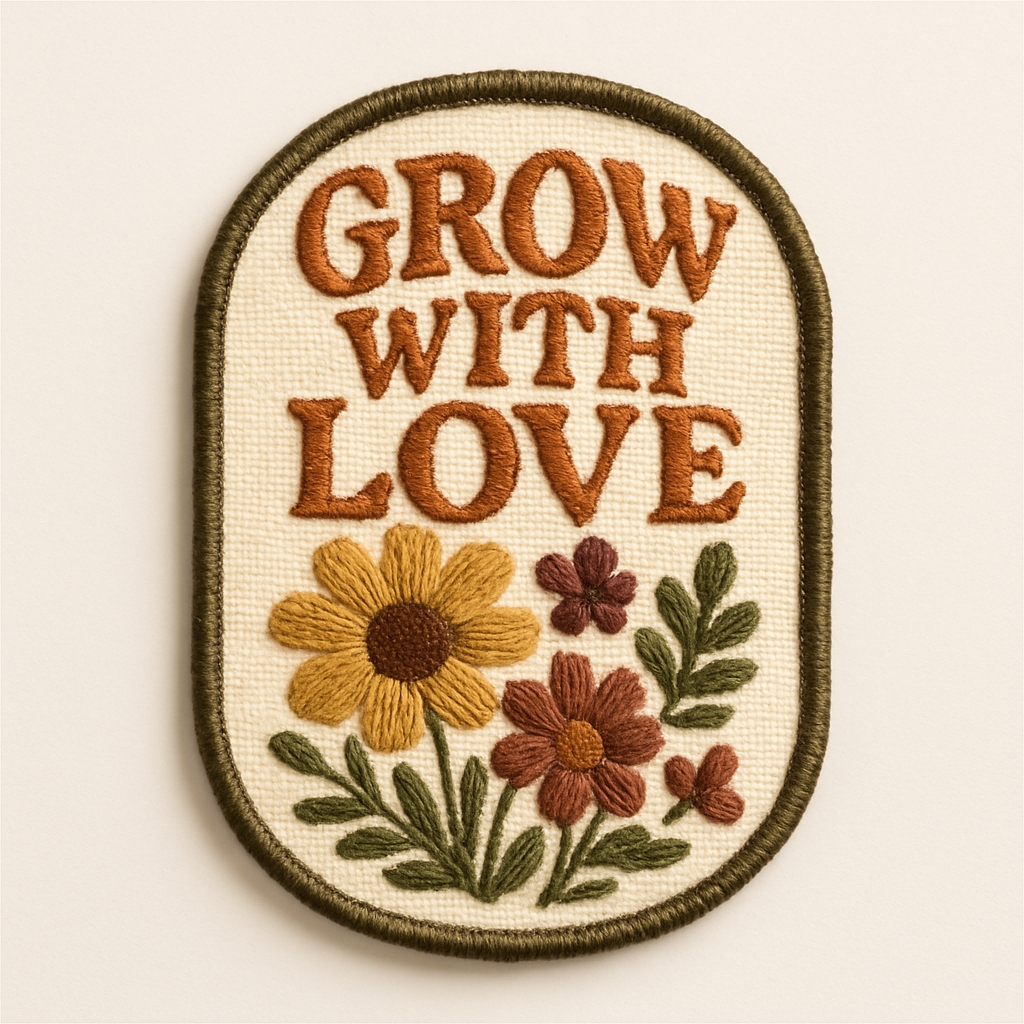 Handcrafted 'Grow With Love' Floral Embroidered Patch Hat