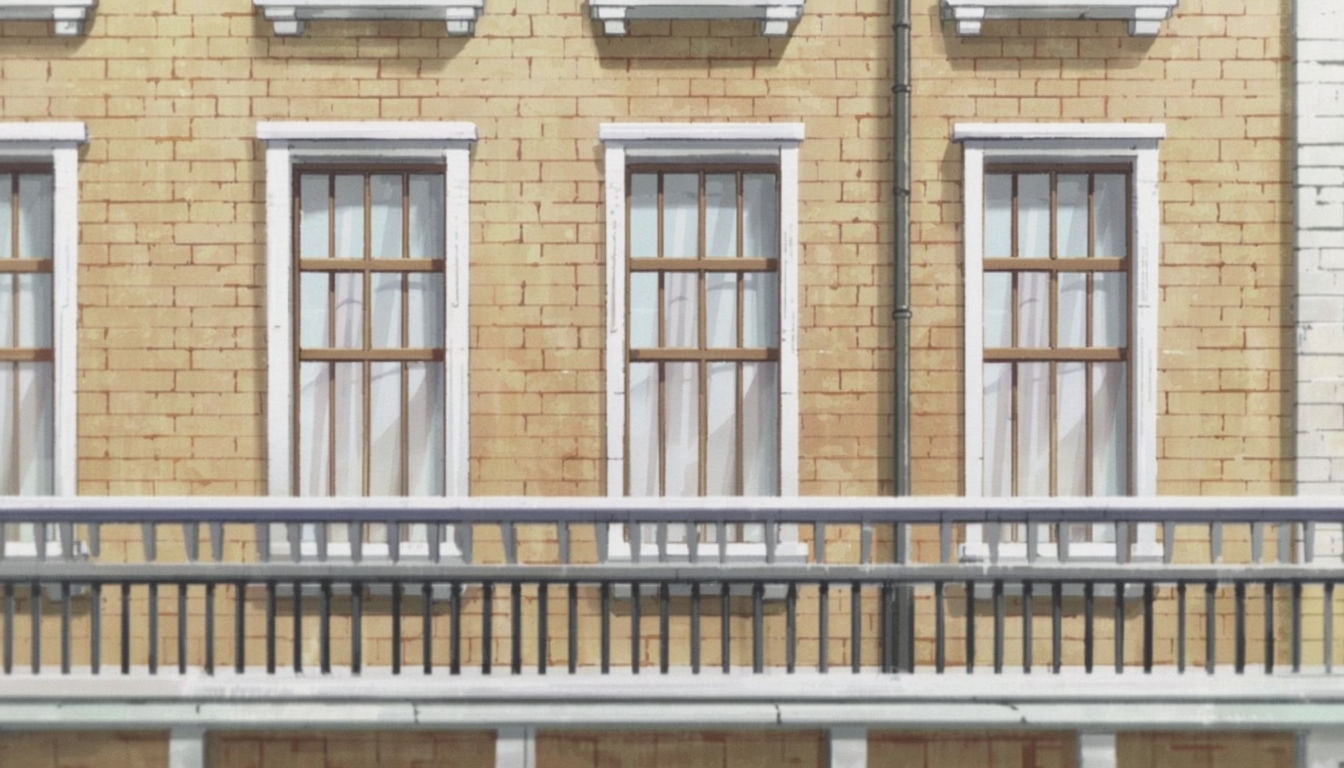Charming Historical Building Facade Anime Art Virtual Background