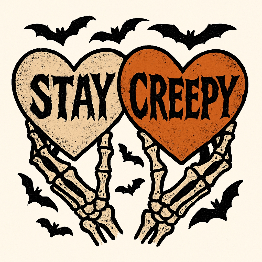 Vintage Halloween Hearts with Skeletal Hands T-Shirt