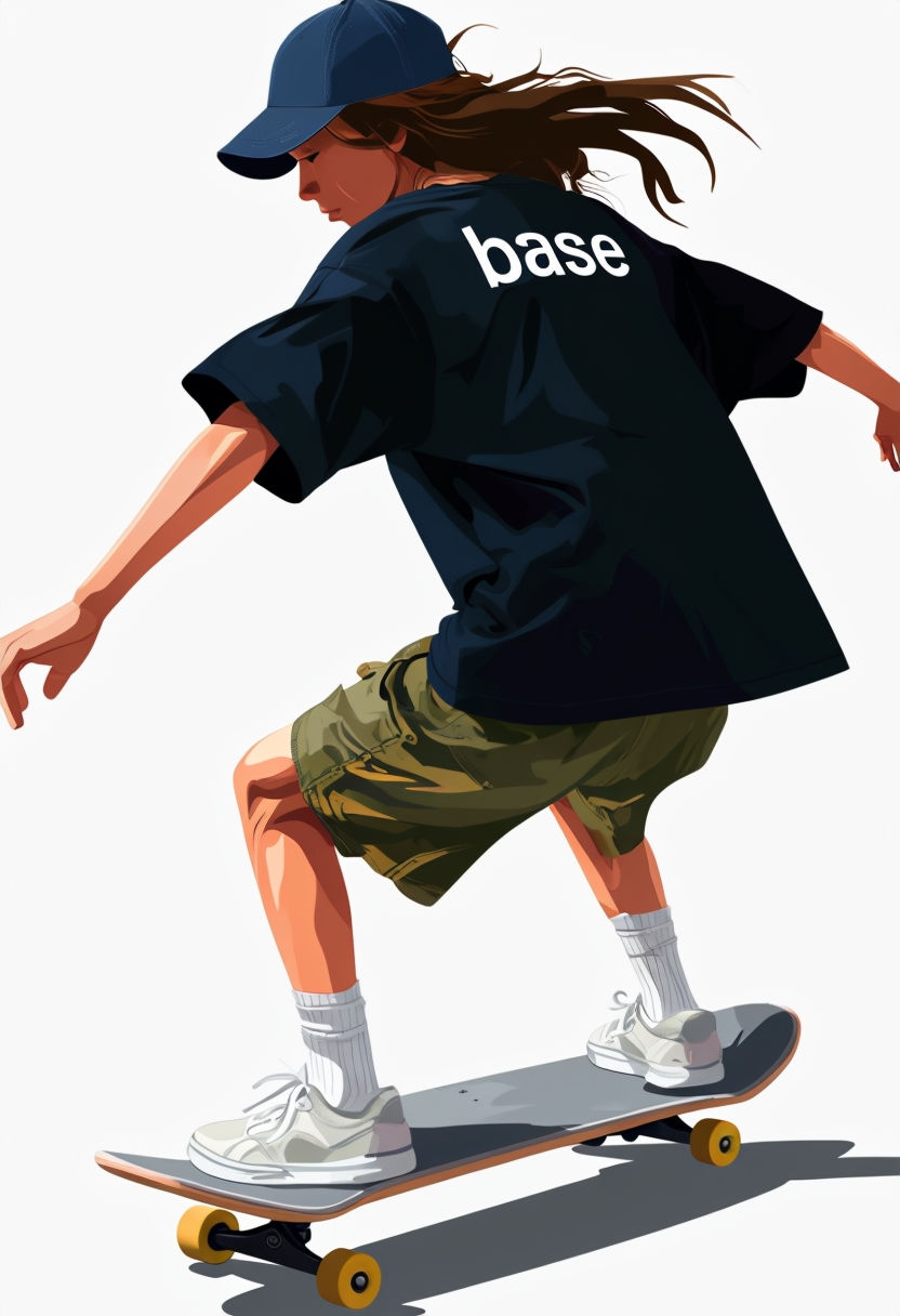 Dynamic Young Skateboarder on a White Background Art