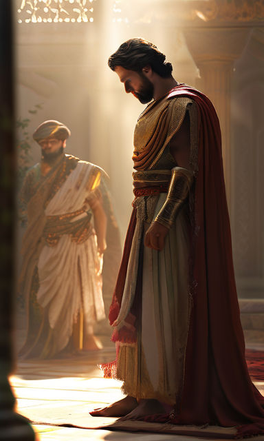 A tense and dramatic scene capturing the moment Persian roya... by 디아르 ...