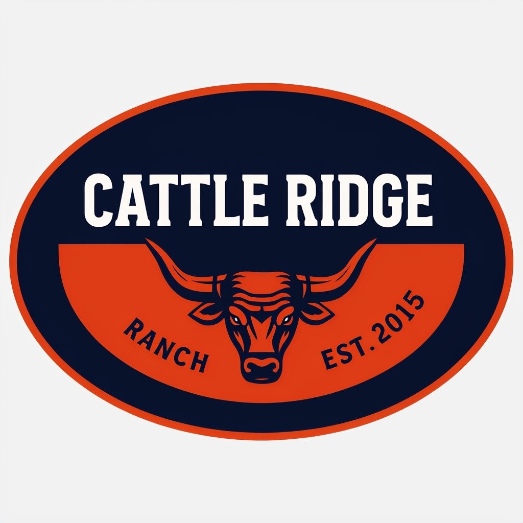 Vintage Western Cattle Ridge Logo Design with Bull Illustration