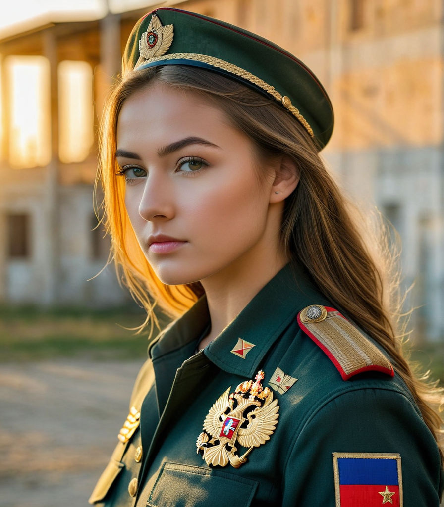 full body of Hot russian girl wearing sexy military swimsuit