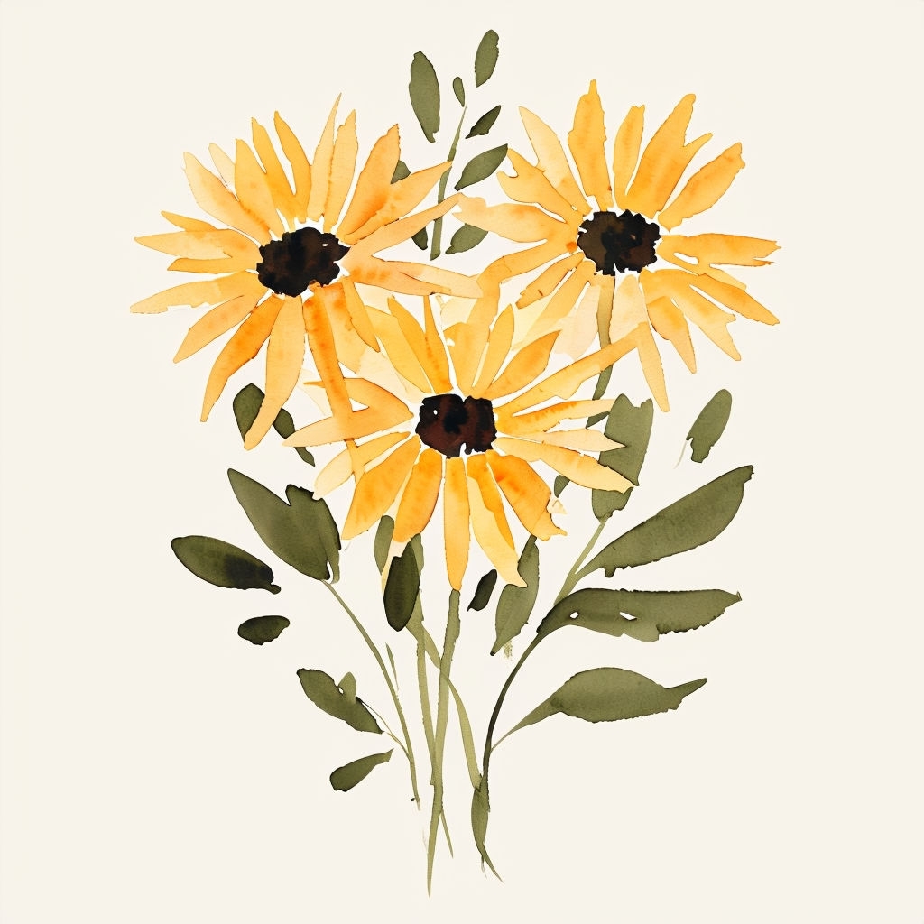 Bright Yellow Watercolor Flower Bouquet T-Shirt