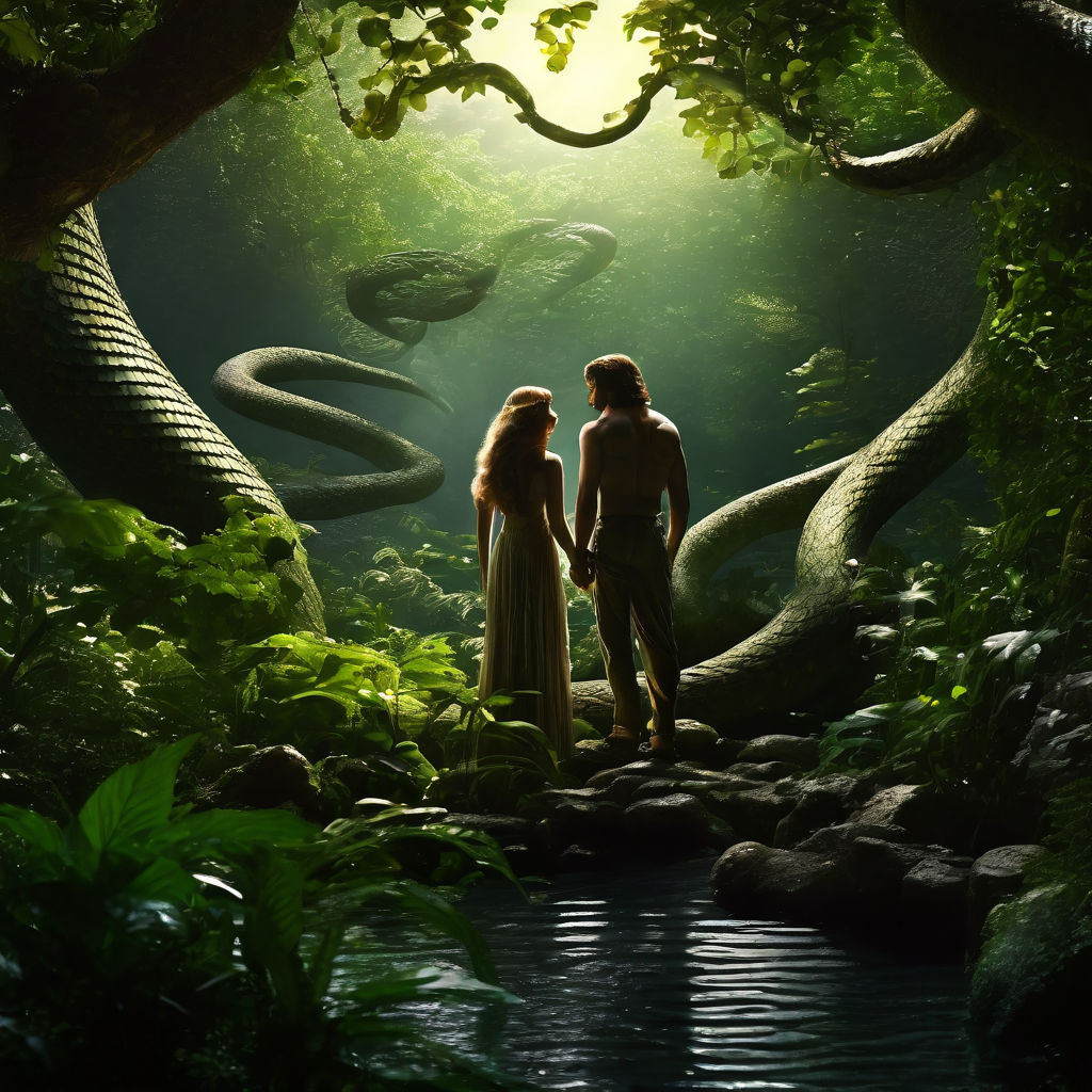 Adam and Eve in the Garden of Eden and the Serpent by Lucas Santos ...