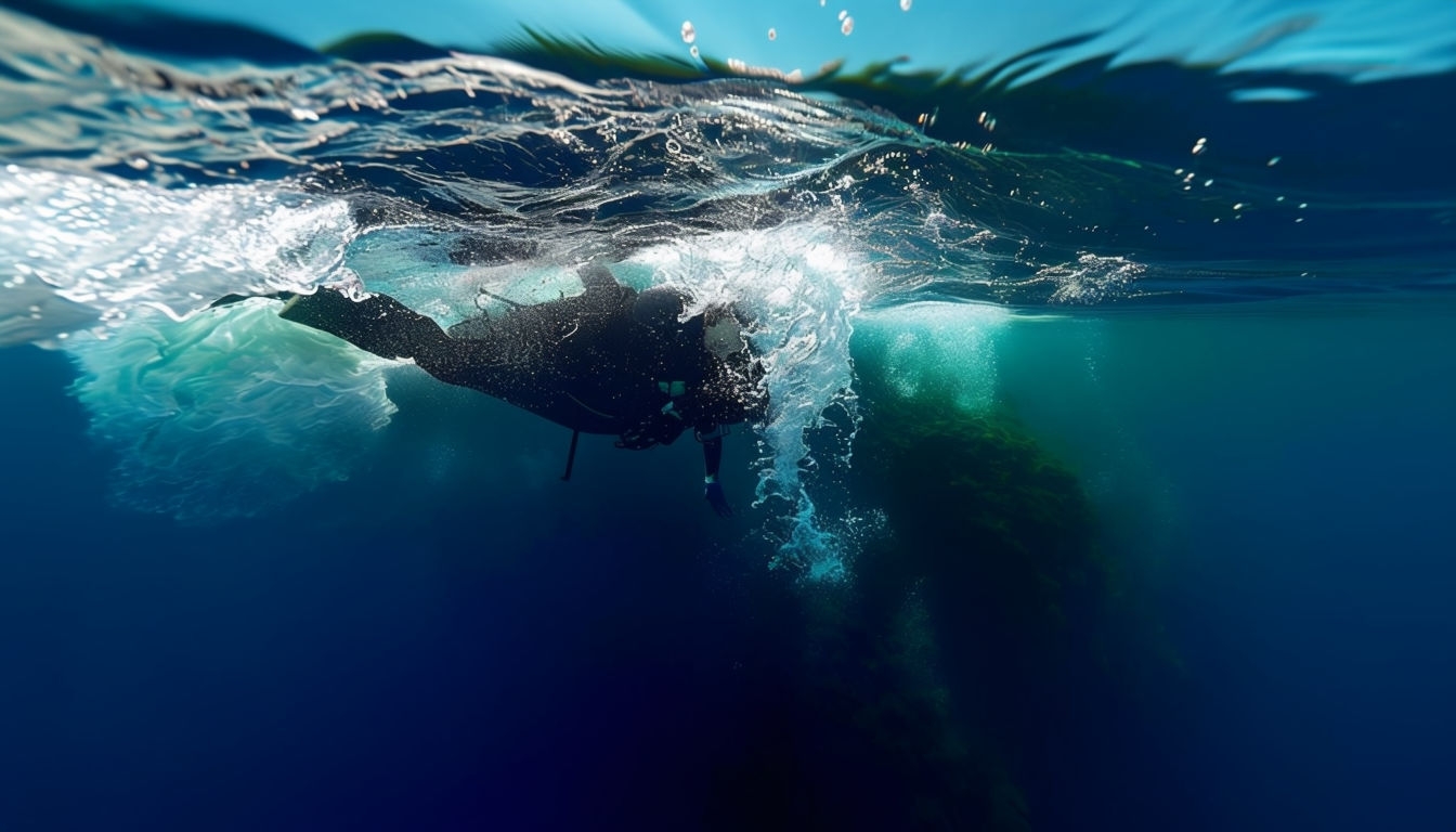 Diver Entering Ocean Splashing Water Surface Virtual Background