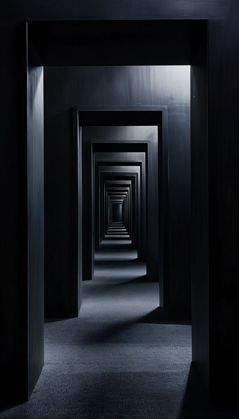Minimalist Architectural Corridor with Symmetrical Doorways Mobile Wallpaper