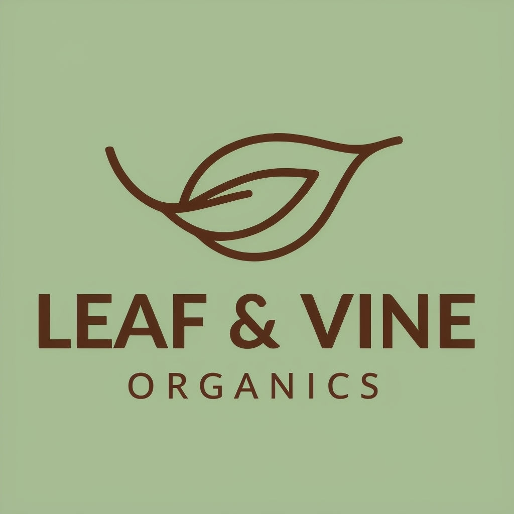 Stylish Leaf & Vine Organics Logo with Clean Outline Design