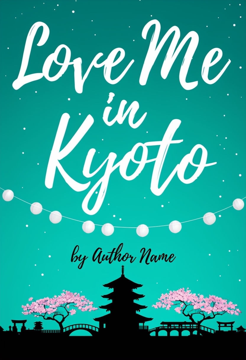 Romantic Love Me in Kyoto Book Cover with Lanterns and Landmarks EBook Cover