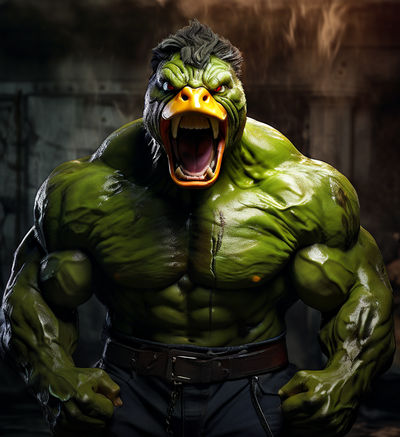 Duck with Hulk-inspired face by Indra Nugraha - Playground