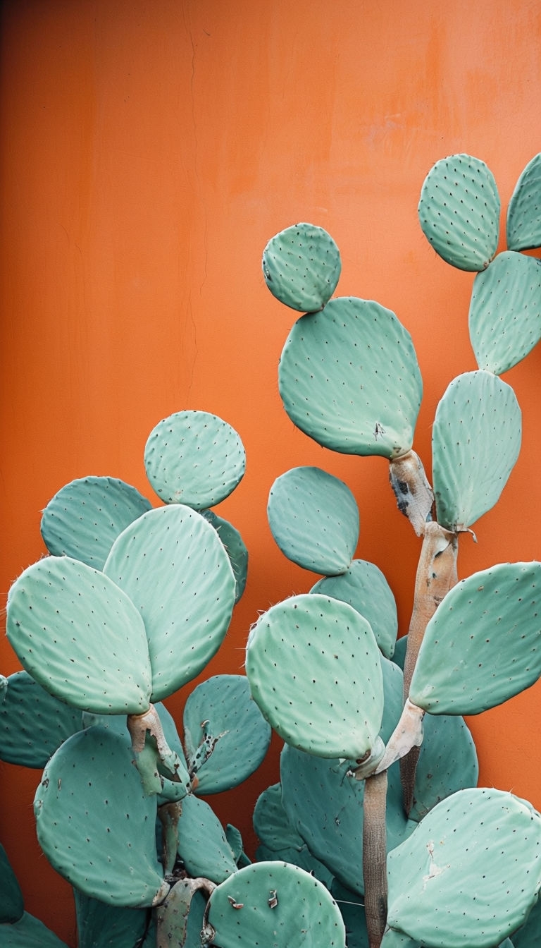 Tranquil Cacti Cluster Against Rustic Orange Wall Phone Case Cover