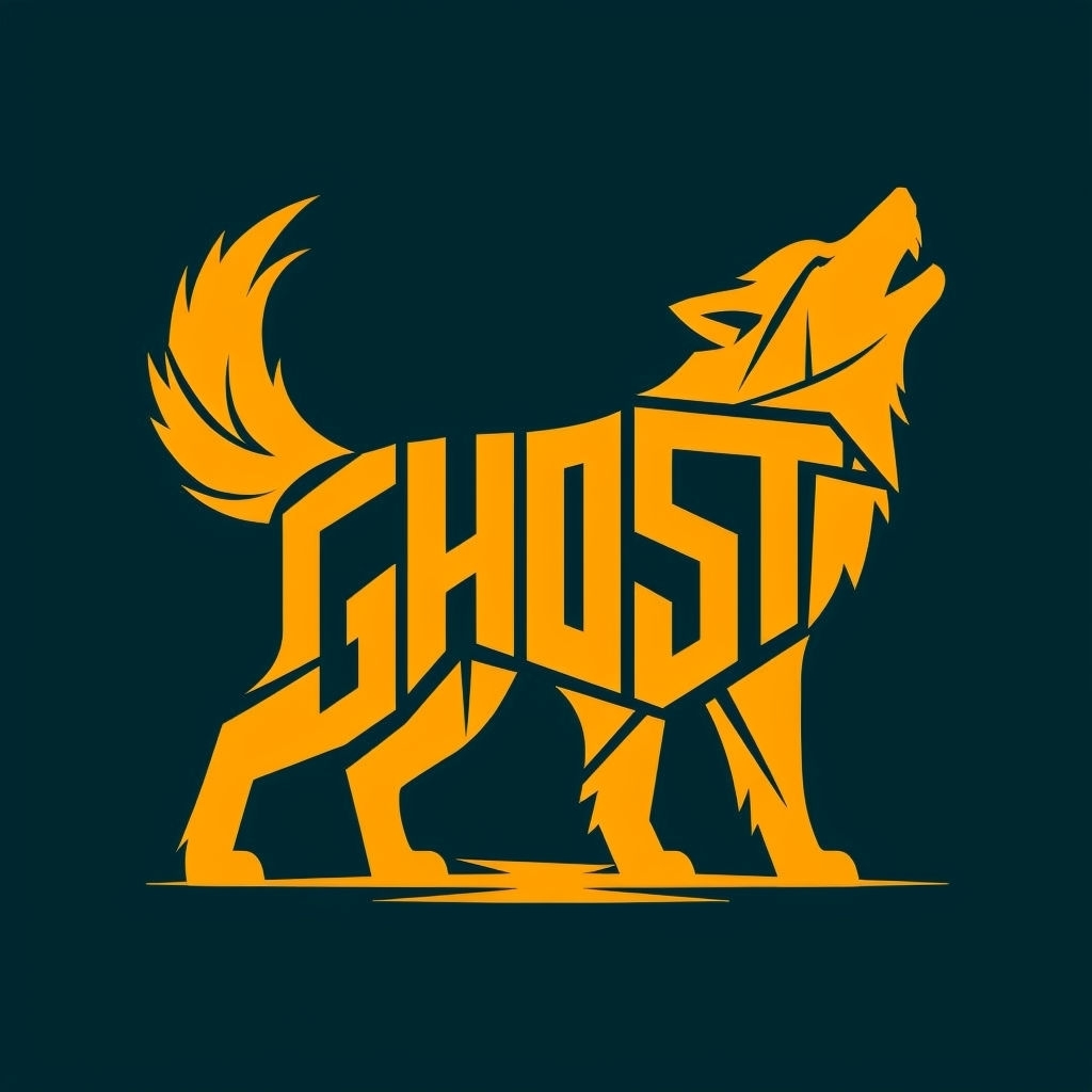 Geometric Wolf 'GHOST' Typography Design T-Shirt