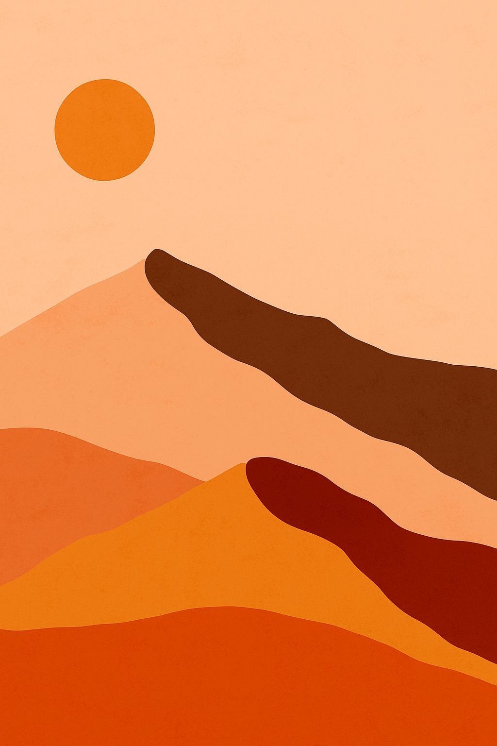 Warm Abstract Hilled Terrain with Circular Sun Poster