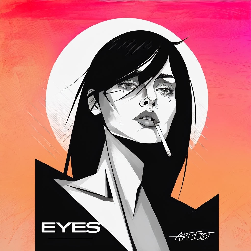 Stylized Minimalist Woman Portrait with Edgy Elements Spotify Album Cover