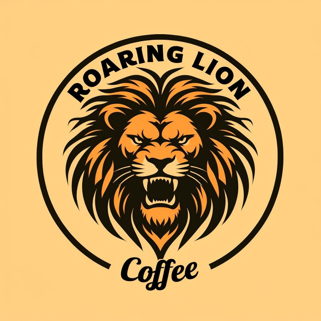 Bold Roaring Lion Logo Design for Coffee Brand