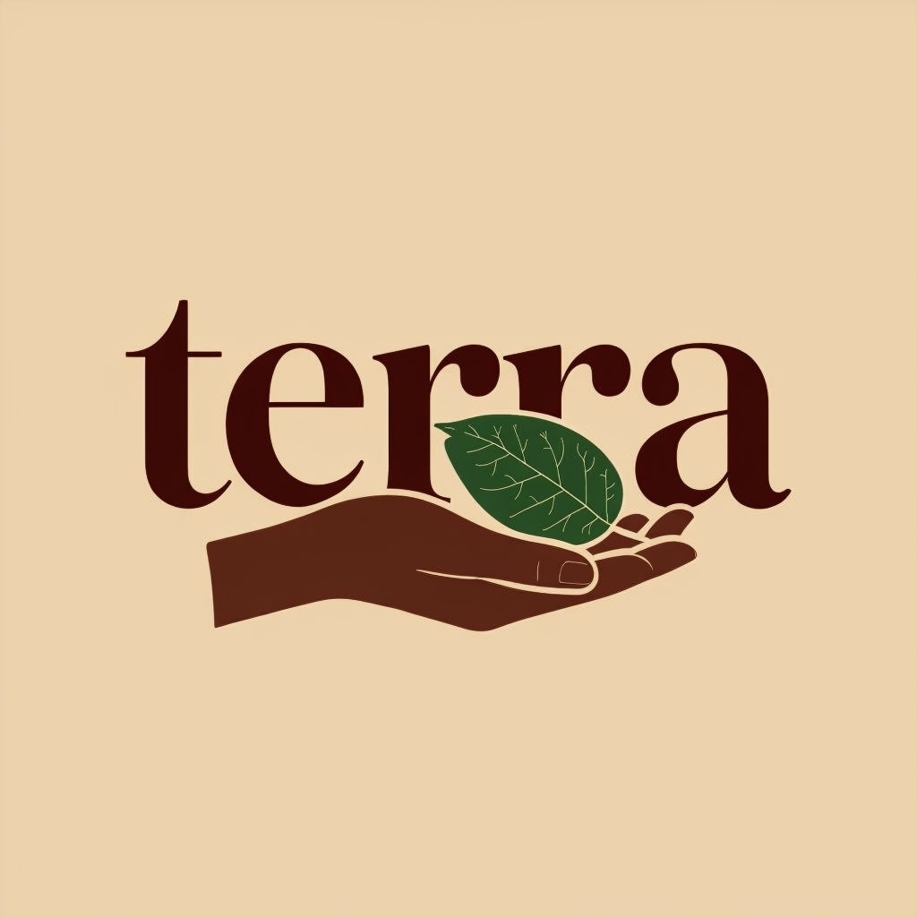 Elegant Terra Logo with Hand and Leaf Design for Nature Theme Logo