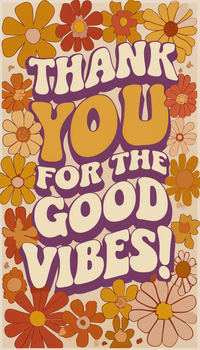 Retro 70s Thank You For The Good Vibes Poster Design Social Media Post
