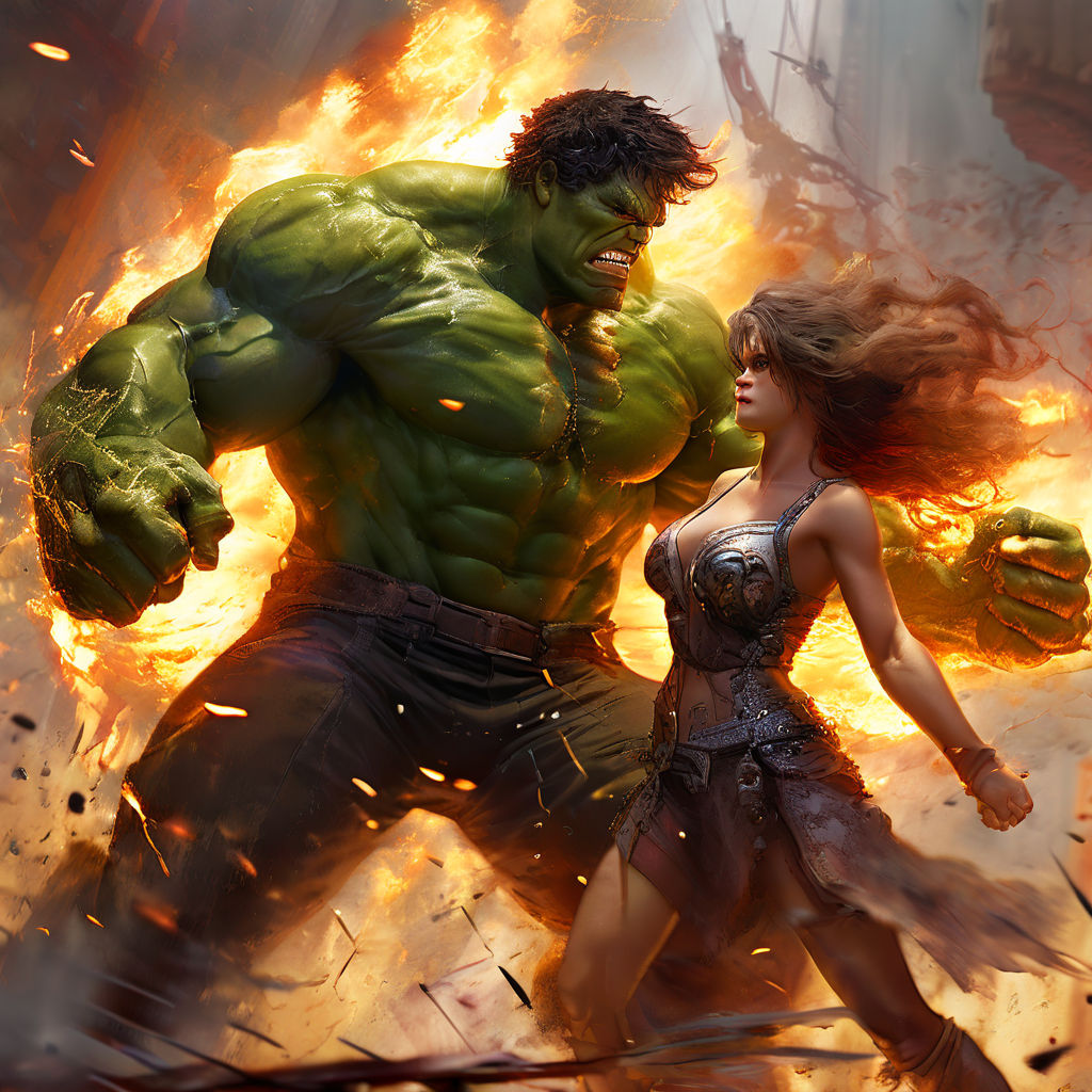 Wonder woman kick hulk