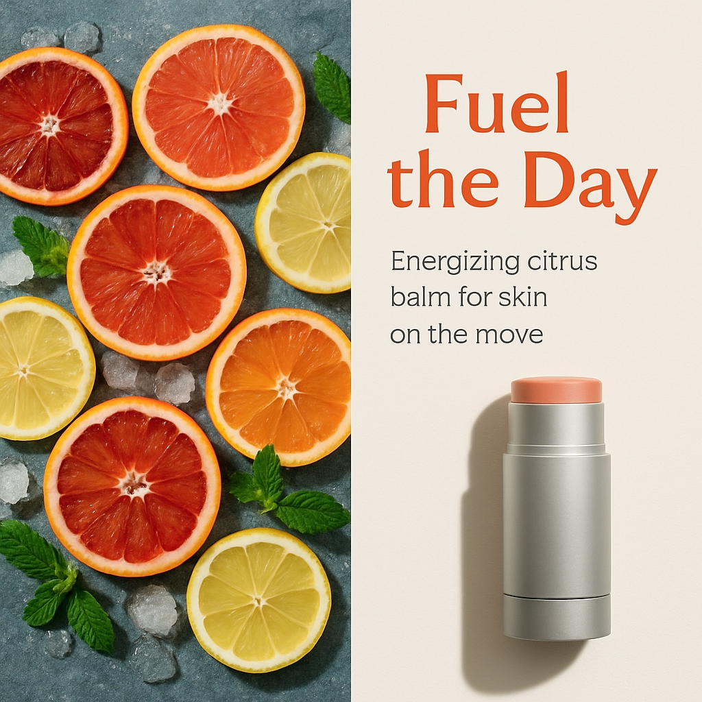 Refreshing Citrus Fruits and Energizing Balm Advertisement