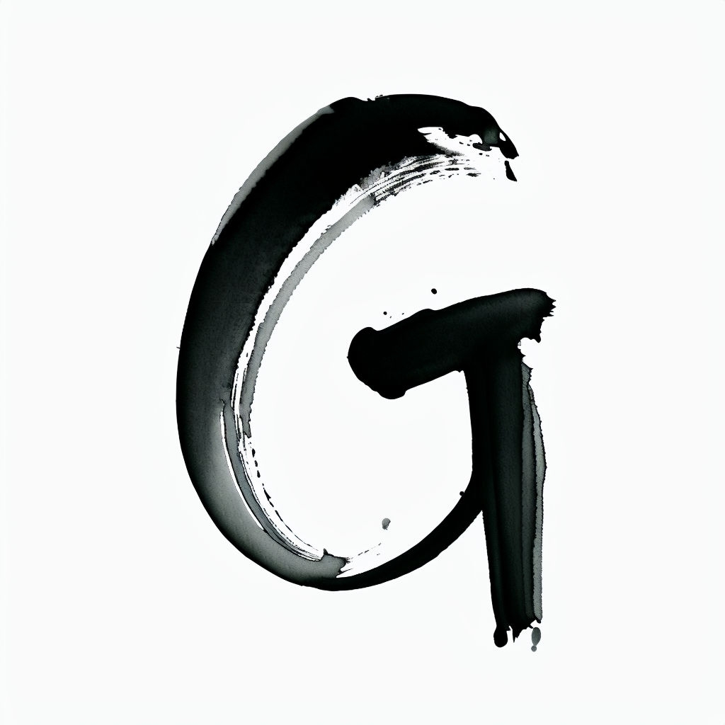 Expressive Ink Wash Monogram 'G' Art on White Background Monogram