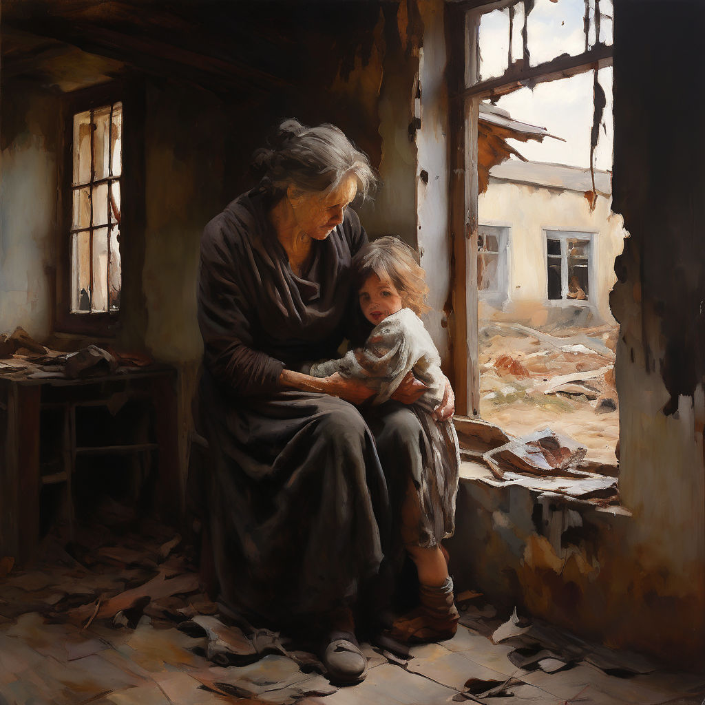 Oil painting of a desolate interior by 蔡東錚 - Playground