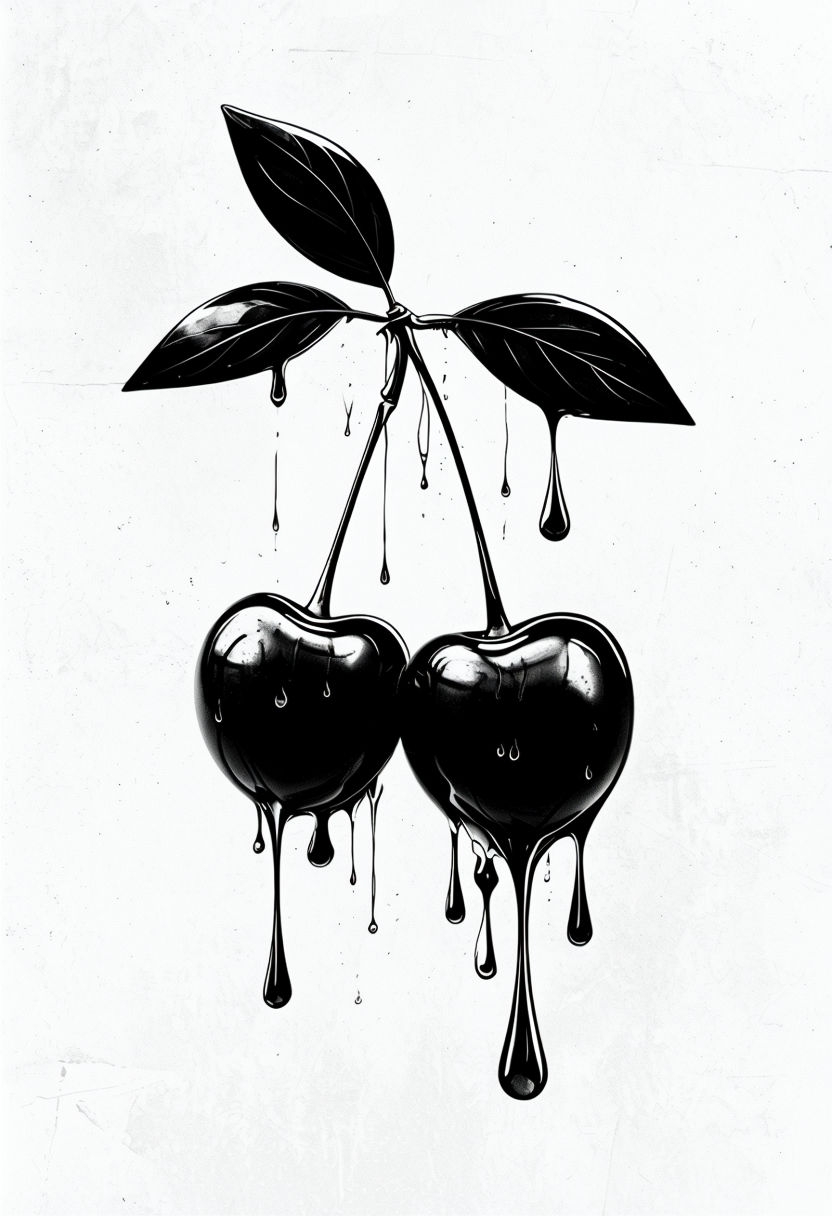 Glossy Black Cherries Minimalist Illustration Phone Case Cover