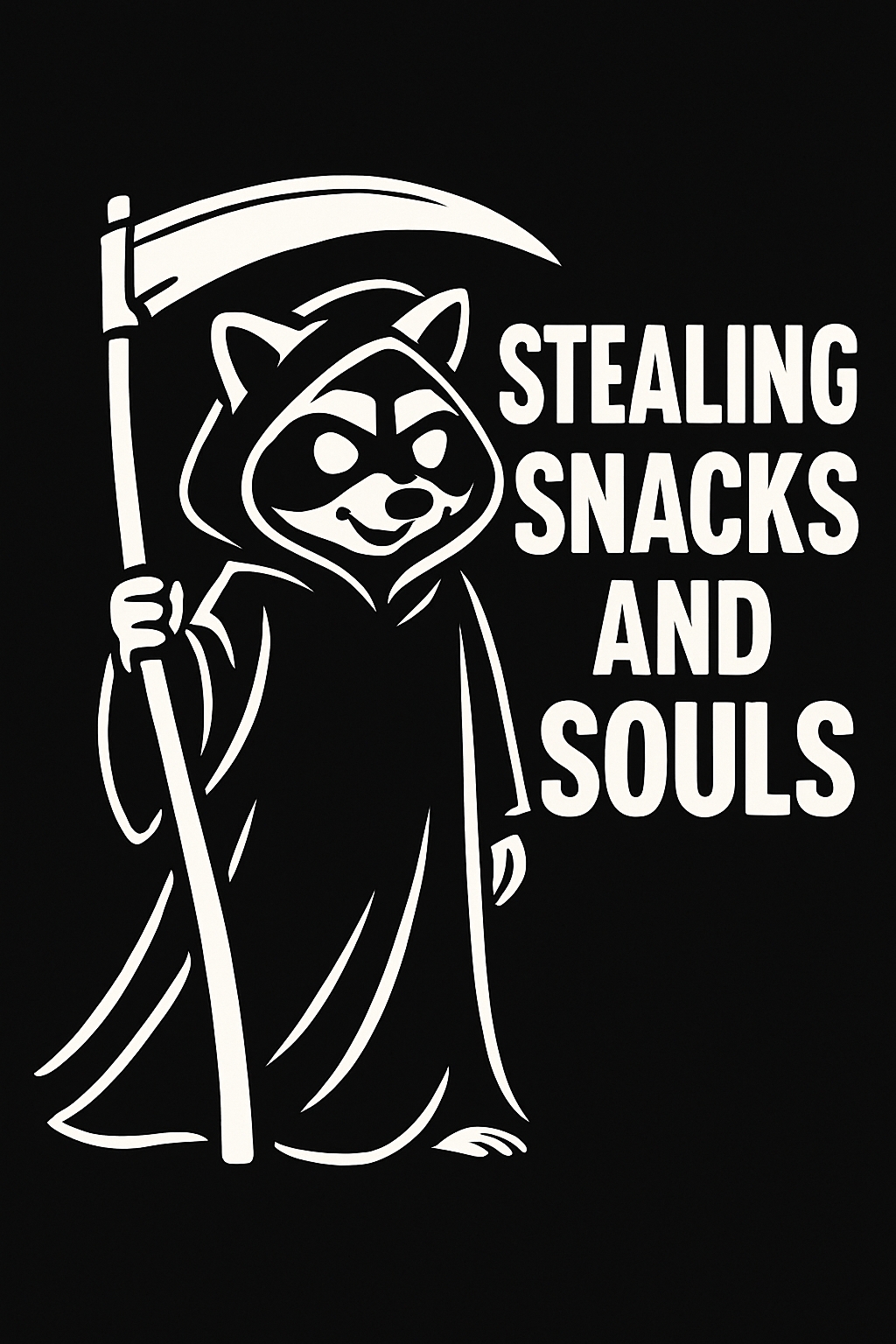 Playful Grim Reaper Cat with Scythe T-Shirt Design