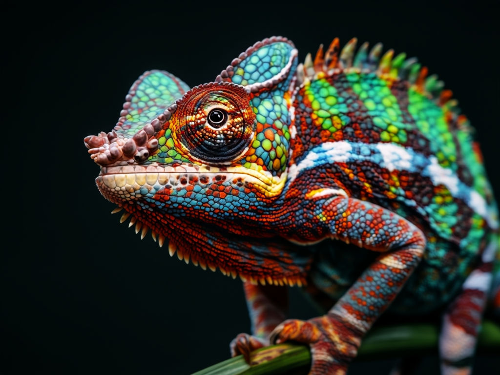 Vibrant Panther Chameleon Photography Highlighting Colors and Textures Art