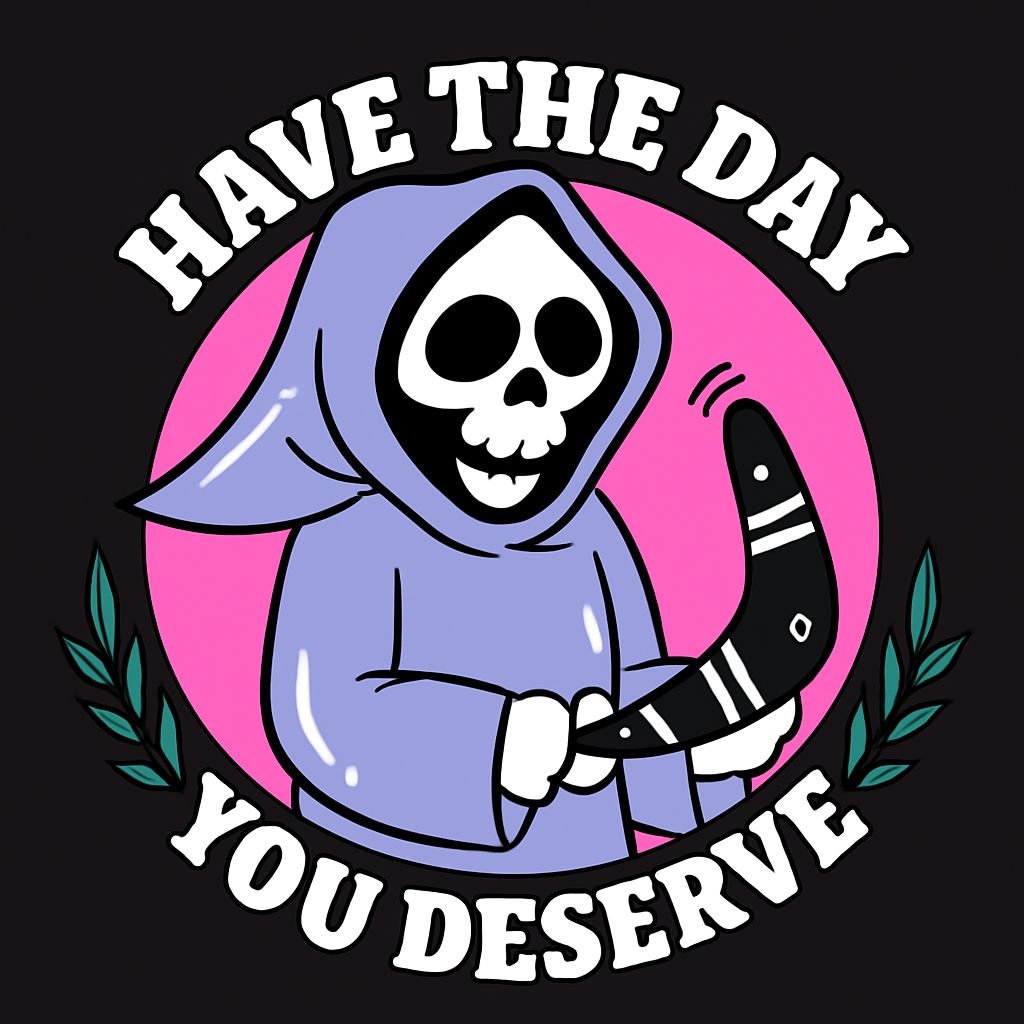 Eerie Cartoon Skeletal Grim Reaper T-Shirt Design
