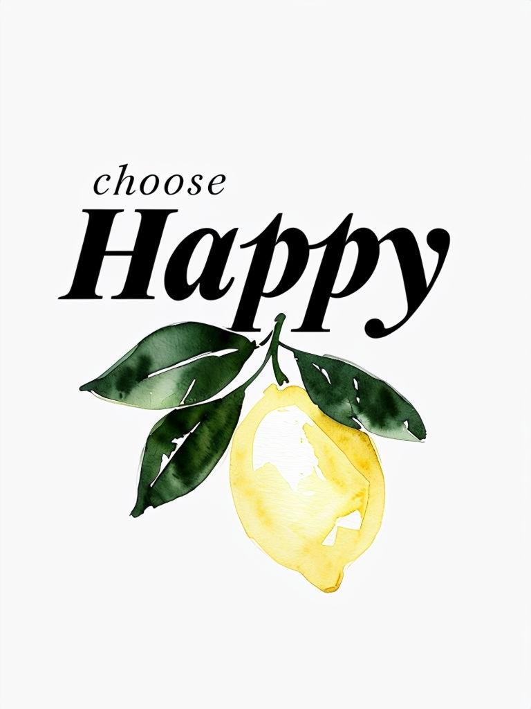 Choose Happy Minimalist Watercolor Quote T-Shirt