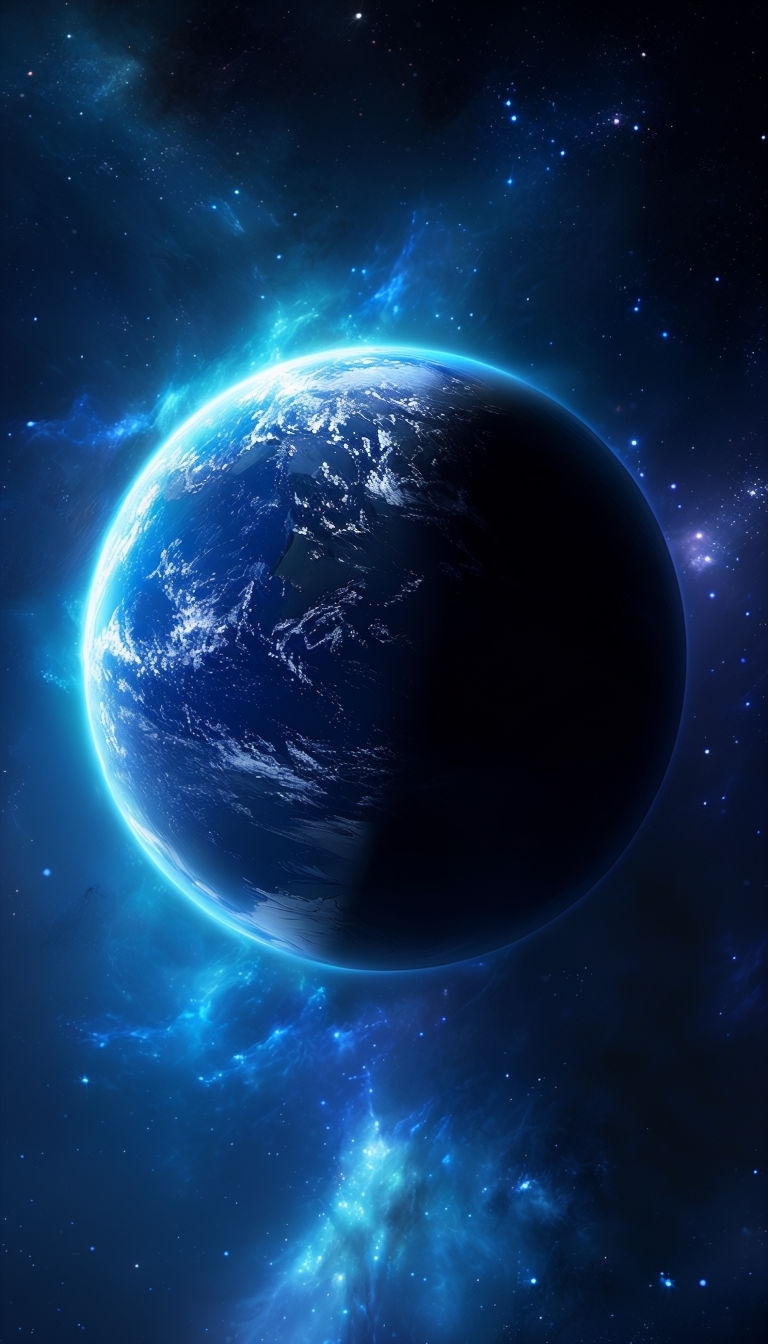 Mysterious Planet in Deep Space with Nebulous Background Mobile Wallpaper