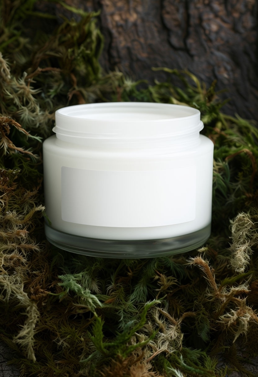 Clean Photo-Realistic White Glass Jar with Dried Moss Mockup