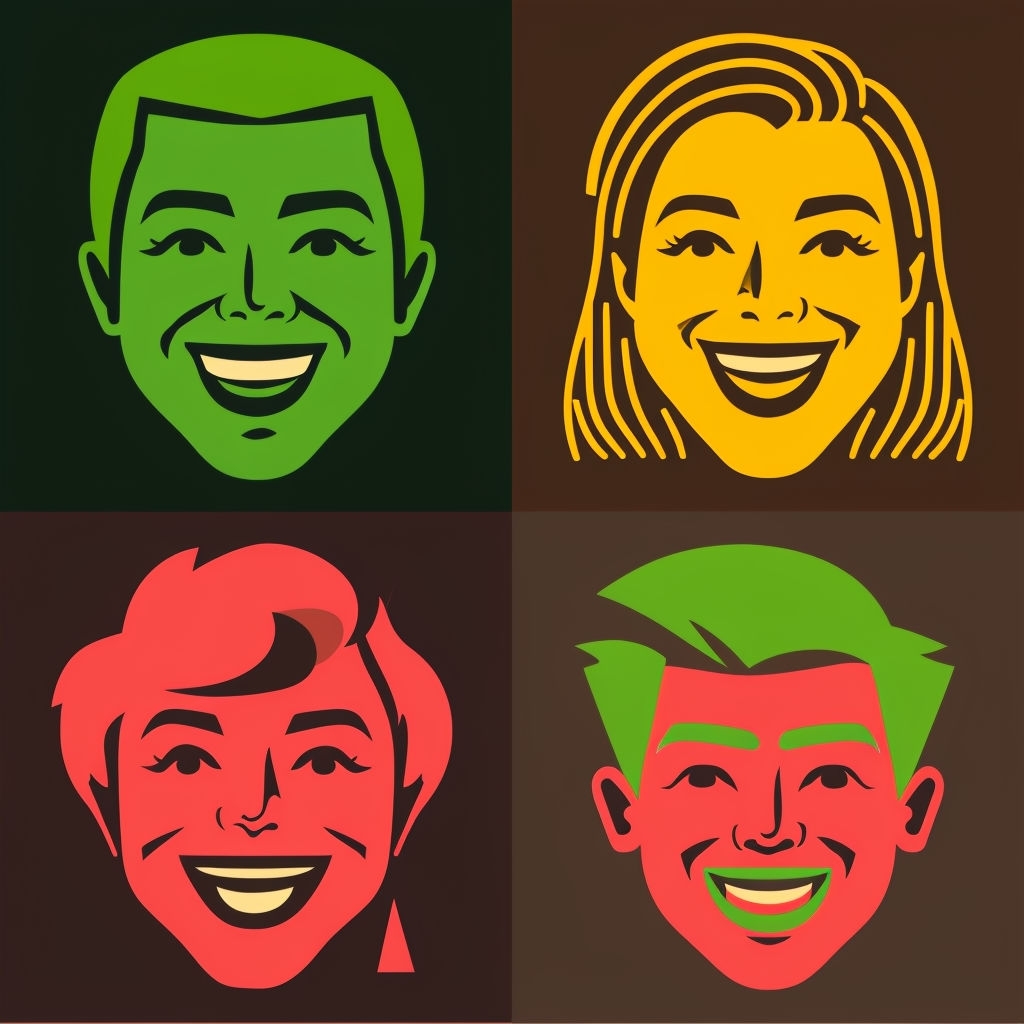 Vibrant Colorful Human Face Silhouettes Seamless Pattern