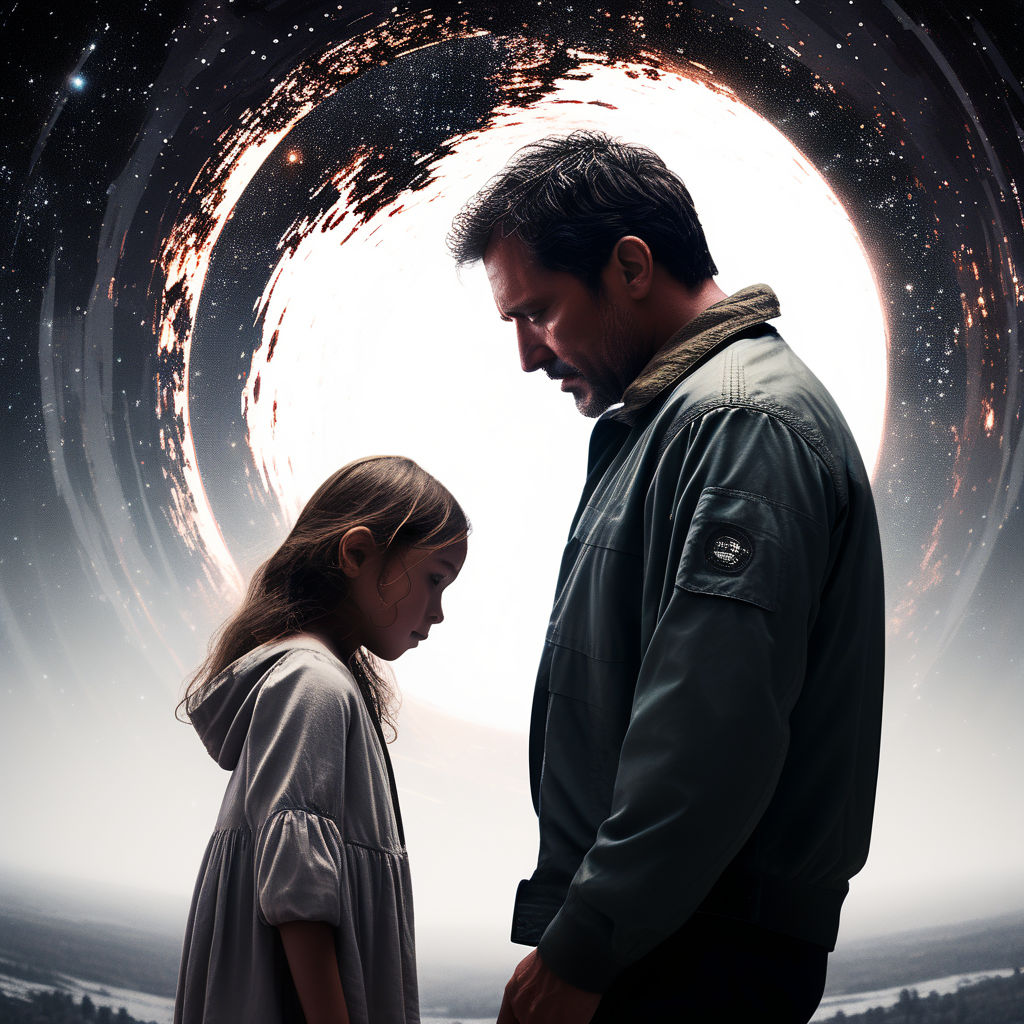 A sad scene between a father and his daughter by sss sljfsjkolf