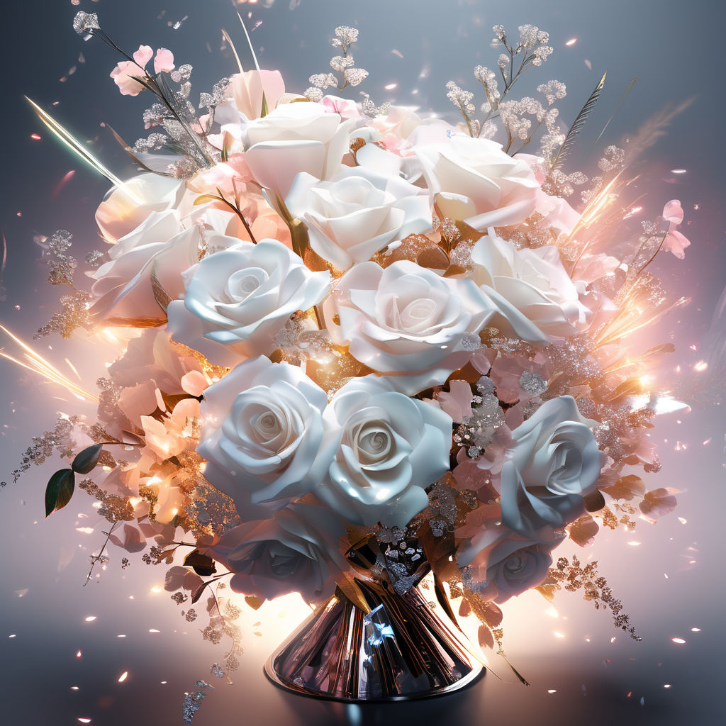 Prompt: realistic image of a bouquet of flowers made of diamonds, white background, sharp focus, emitting diodes, smoke, artillery, sparks, racks, system unit, motherboard, by pascal blanche rutkowski repin artstation hyperrealism painting concept art of detailed character design matte painting, 4 k resolution blade runner