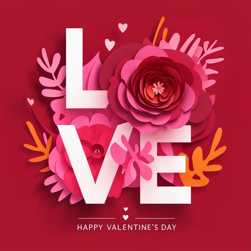 Vibrant Valentine's Day LOVE Greeting Card Design Social Media Post