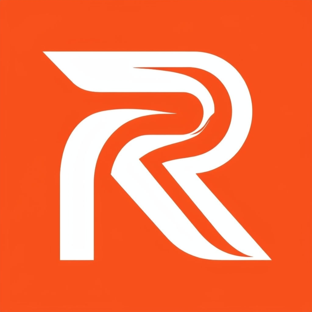 Sleek Modern Monogram Logo featuring the Letter R on Orange Background Monogram