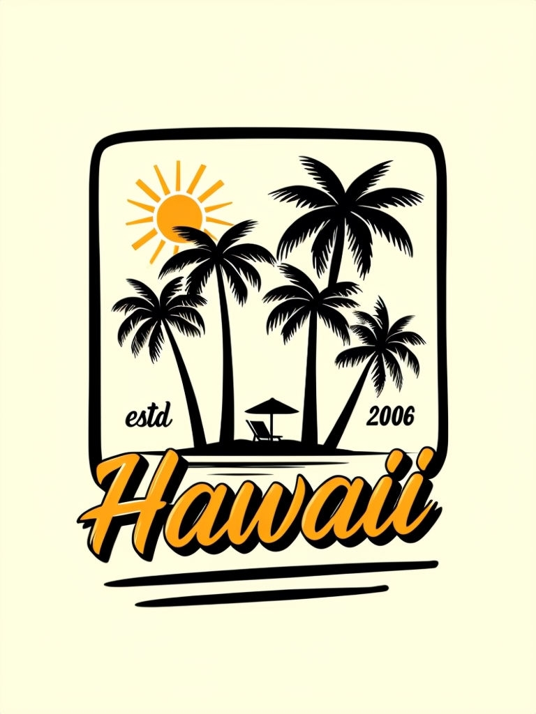 Minimalist Hawaii Island Scene with Palm Trees T-Shirt