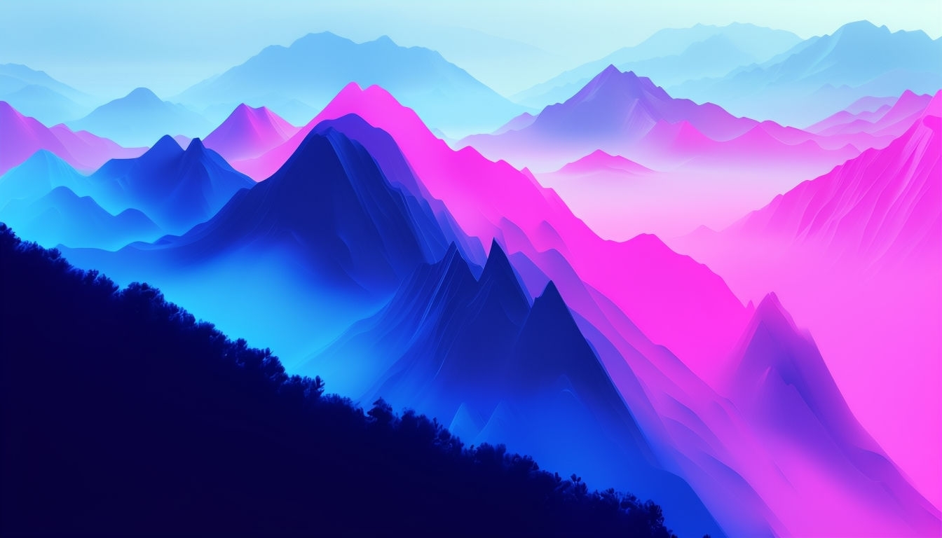 Vibrant Abstract Mountain Landscape Digital Art Background