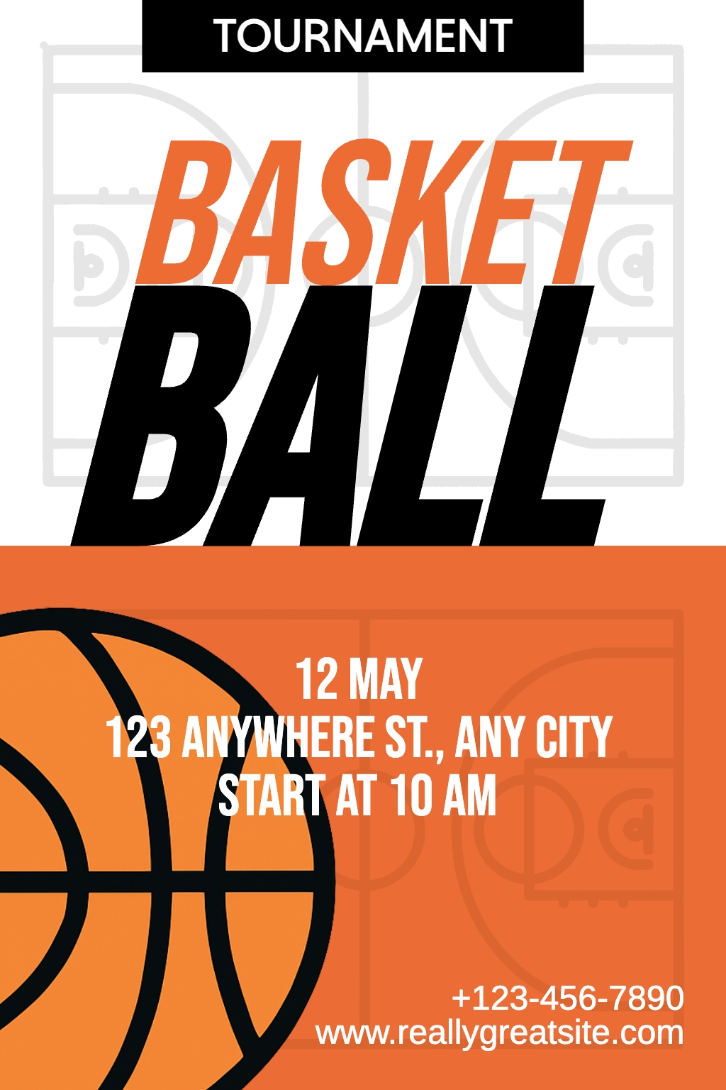 Modern Minimalist Basketball Tournament Promotional Poster Flyer