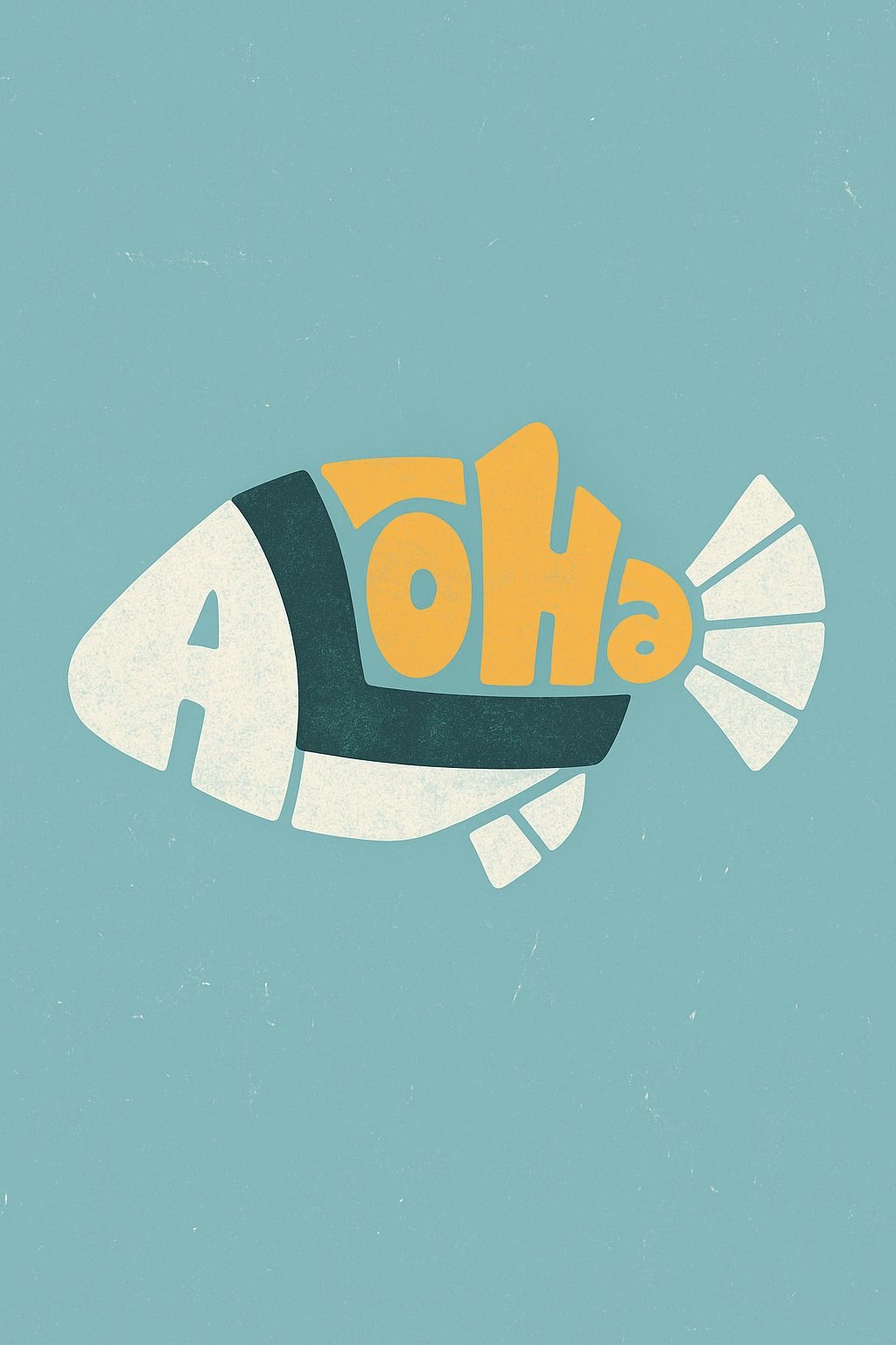 Stylized Aloha Fish Minimalist Graphic T-Shirt