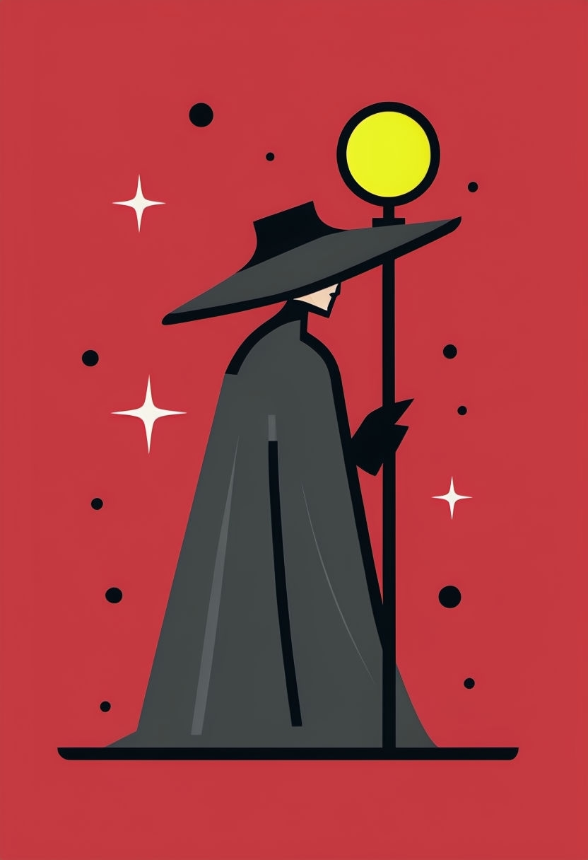Mysterious Figure with Wide-Brimmed Hat and Lamp Post T-Shirt