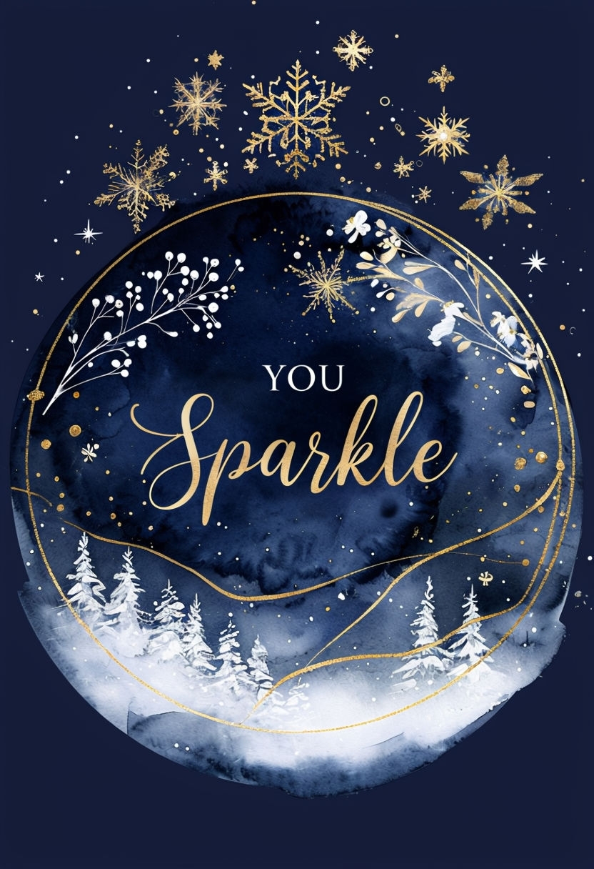 Elegant Winter Holiday Greeting Card with Celestial Design