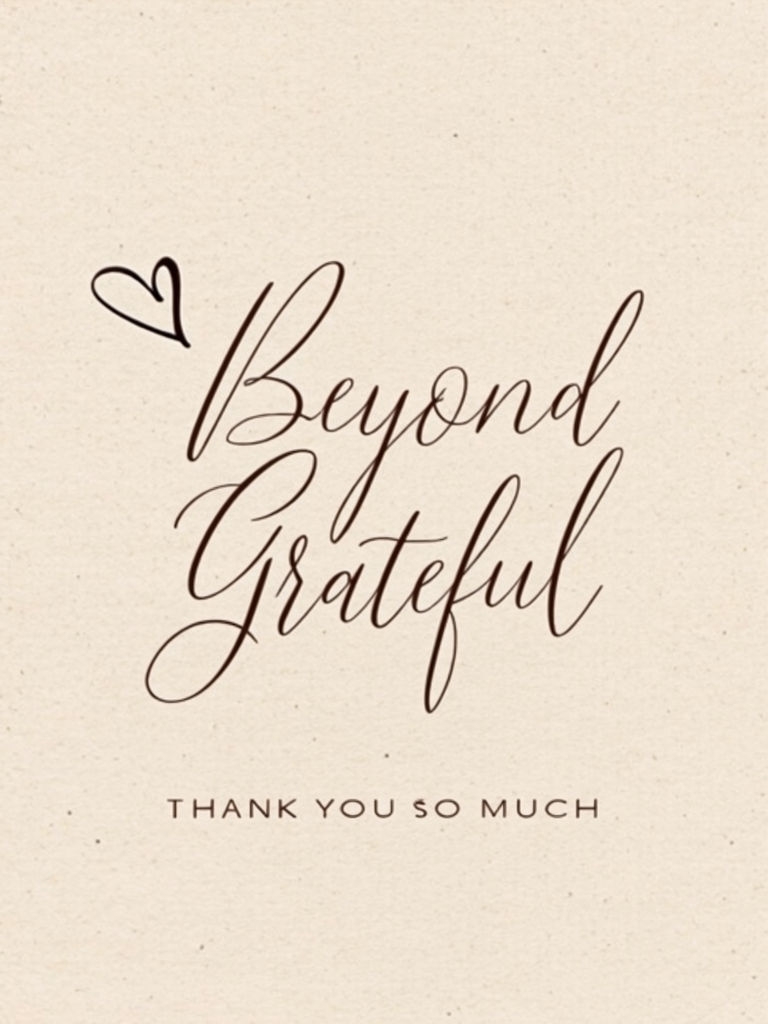 Minimalist 'Beyond Grateful' Thank You Card Design