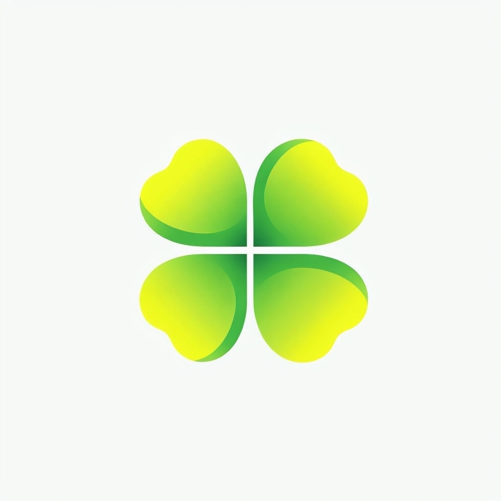 Vibrant Gradient Four-Leaf Clover Minimalist Logo Design