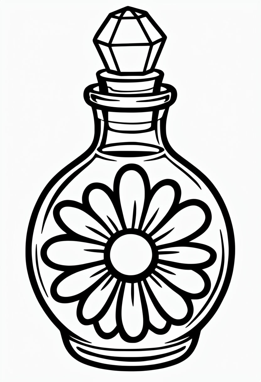Charming Potion Bottle Coloring Page for All Ages Coloring Book Pages