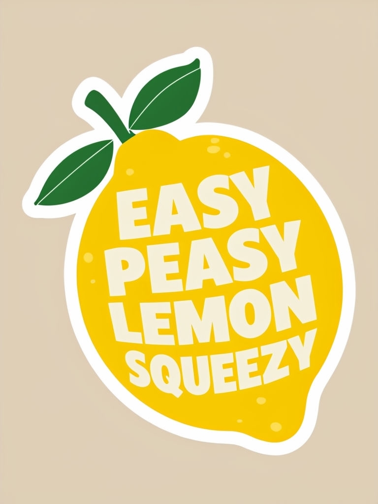 Playful Lemon-Shaped Magnet with Easy Peasy Text Sticker