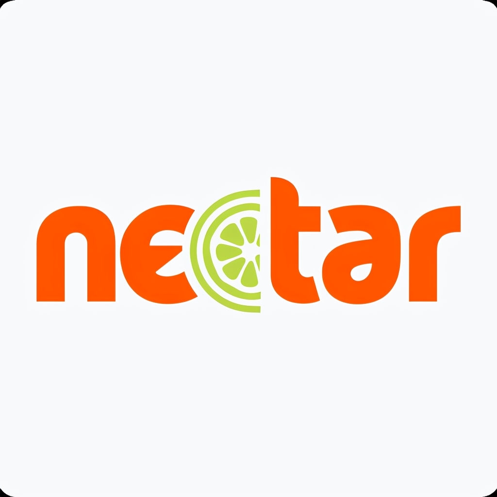 Vibrant Nectar Logo Design with Fruit Slice Accent Logo