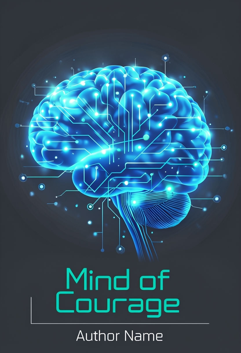 Mind of Courage Ebook Cover with Glowing Brain Design