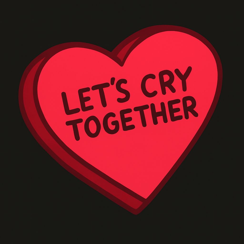 Let’s Cry Together Red Heart Candy Illustration Sticker